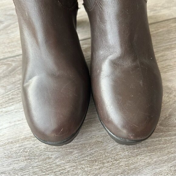 Blondo Rosaly Brown Leather Slouchy Heeled Mid Calf Boots Aqua Protect - Picture 5 of 16